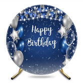 Aperturee - Aperturee Round Balloon And Ribbons Glitter Birthday Backdrop