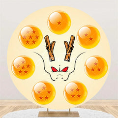 Aperturee - Aperturee Round Beige Fantasy Dragon Backdrop Magical Star Spheres Birthday Party Decoration for Kids and Baby Shower