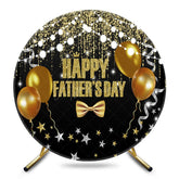 Aperturee - Aperturee Round Black Gold Balloons Happy Fathers Day Backdrop