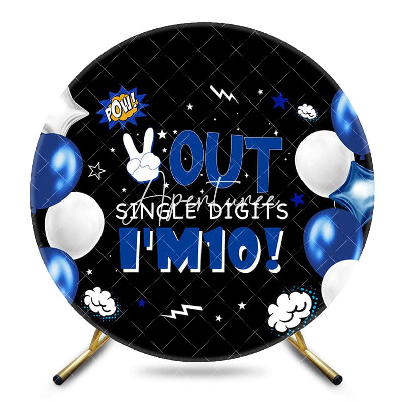 Aperturee - Aperturee Round Blue Balloons Out Single Digits Im 10 Backdrop
