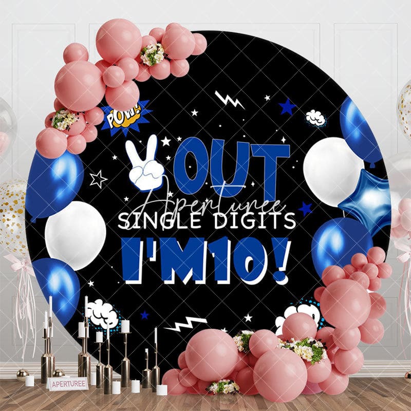 Aperturee - Aperturee Round Blue Balloons Out Single Digits Im 10 Backdrop
