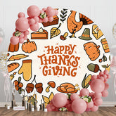 Aperturee - Aperturee Round Dense Food Turkey Happy Thanksgiving Backdrop