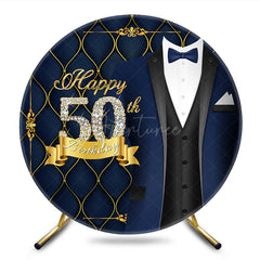 Aperturee - Aperturee Round Elegant Formal Suit Happy Birthday Backdrop
