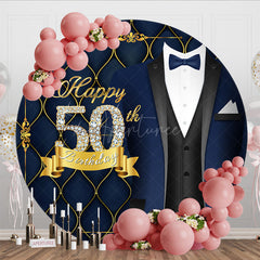 Aperturee - Aperturee Round Elegant Formal Suit Happy Birthday Backdrop