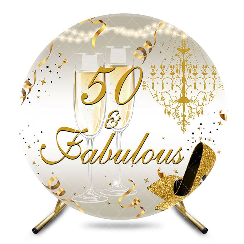 Aperturee - Aperturee Round Elegant Gold Highheels 50 Fabulous Backdrop