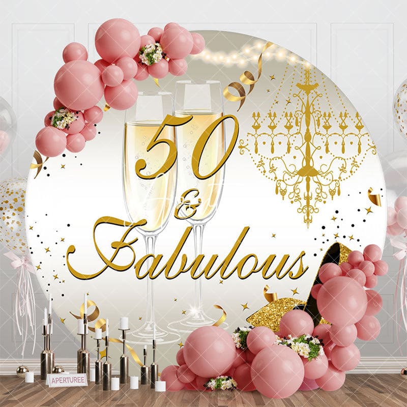 Aperturee - Aperturee Round Elegant Gold Highheels 50 Fabulous Backdrop