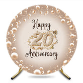 Aperturee - Aperturee Round Elegant Pearls Happy 20th Anniversary Backdrop