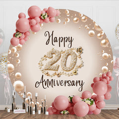 Aperturee - Aperturee Round Elegant Pearls Happy 20th Anniversary Backdrop