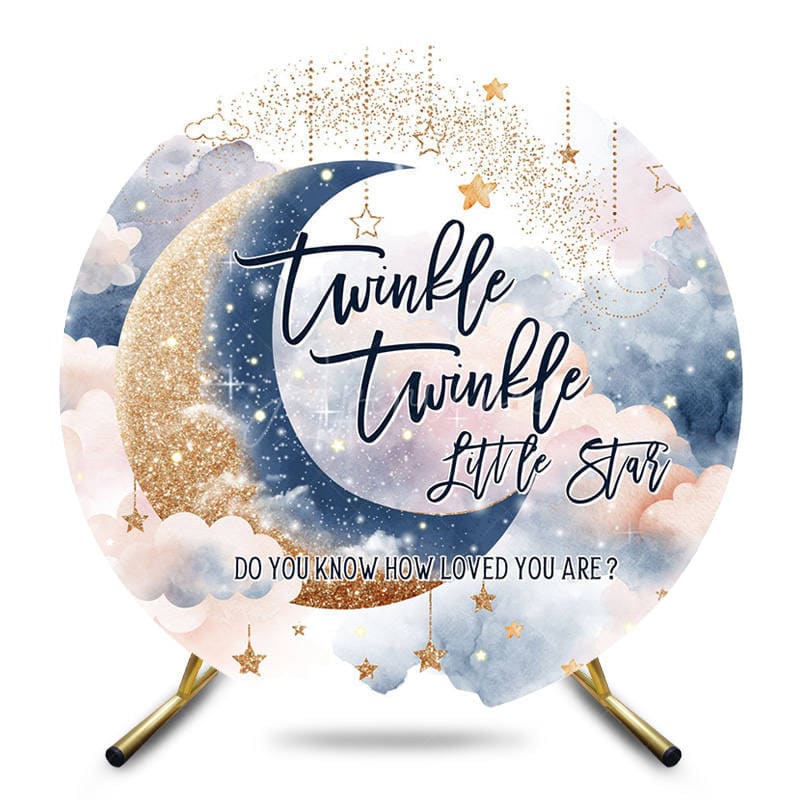 Aperturee - Aperturee Round Glitter Moonlight Twinkle Baby Shower Backdrop
