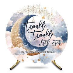 Aperturee - Aperturee Round Glitter Moonlight Twinkle Baby Shower Backdrop