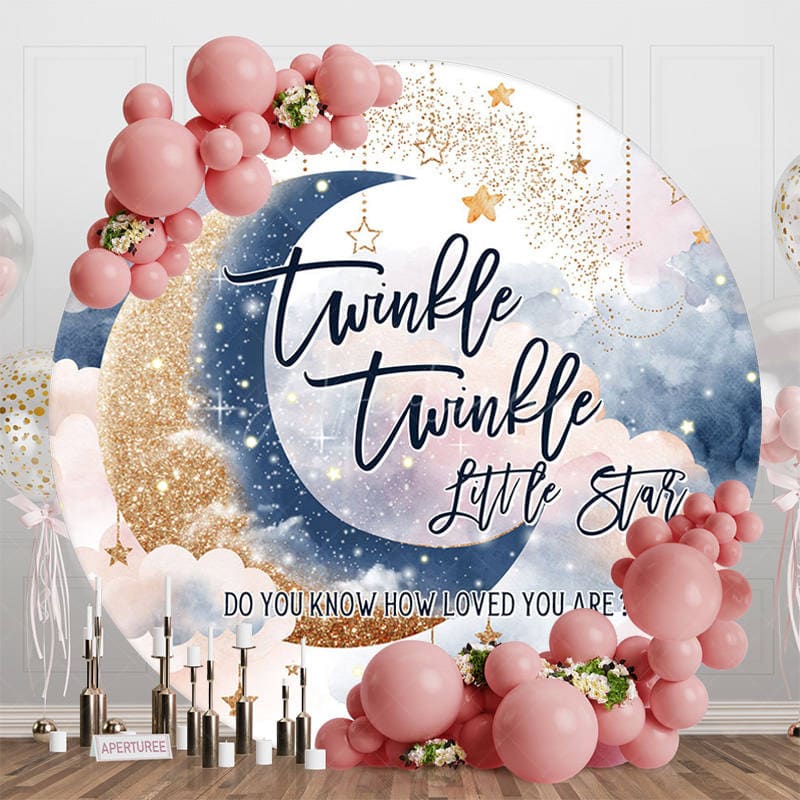 Aperturee - Aperturee Round Glitter Moonlight Twinkle Baby Shower Backdrop