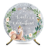 Aperturee - Aperturee Round Grey Wooden Snowy Winter Onderland Backdrop