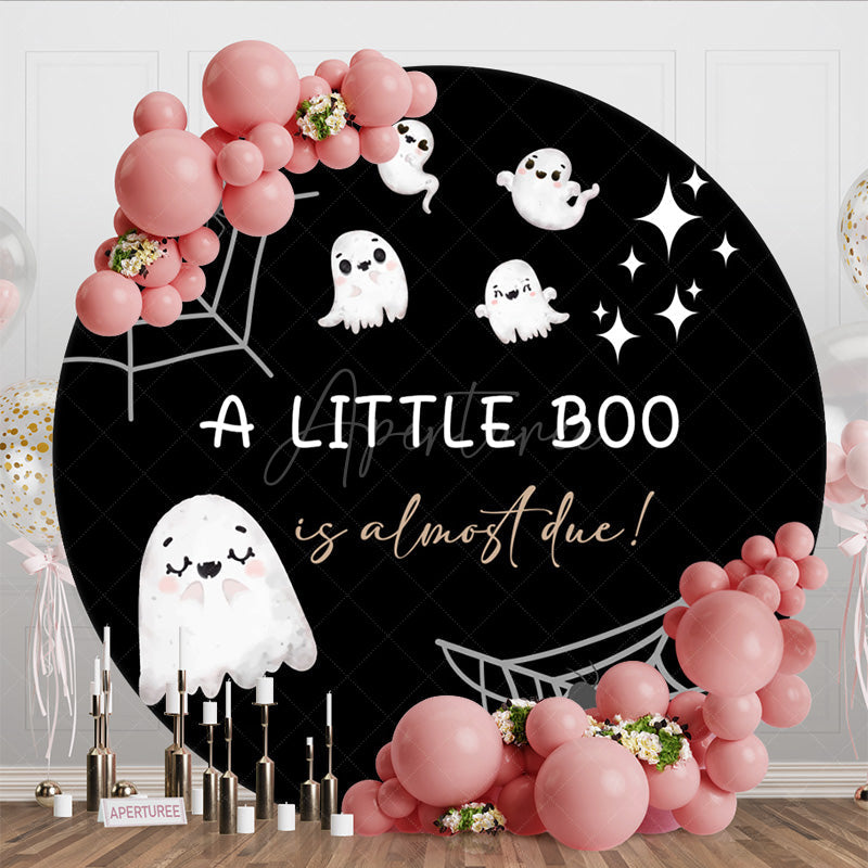 Aperturee - Aperturee Round Little Boos Halloween Baby Shower Backdrop