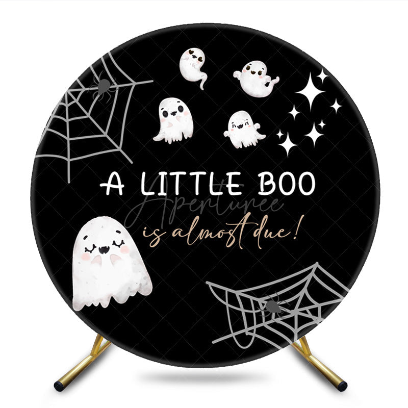 Aperturee - Aperturee Round Little Boos Halloween Baby Shower Backdrop