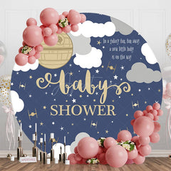 Aperturee - Aperturee Round Moonlight Night Clouds Baby Shower Backdrop