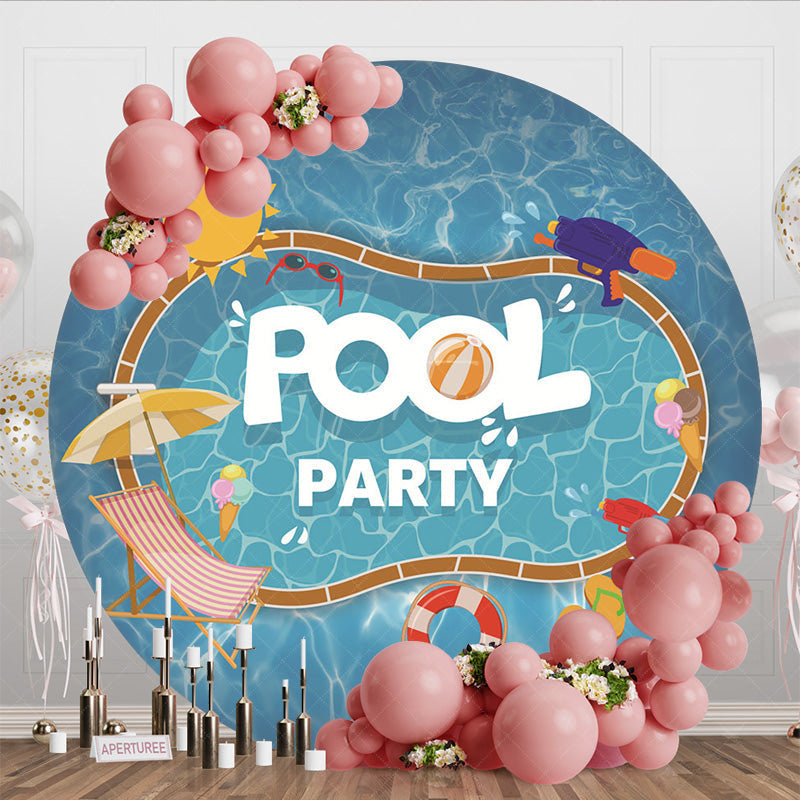 Aperturee - Aperturee Round Summer Vibe Pool Party Sunny Vacation Backdrop