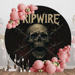 Aperturee - Aperturee Round Tripwire Skull Scary Happy Halloween Backdrop