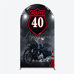 Aperturee - Aperturee Route 40 Biker Birthday Arch Backdrop Motorcycle Theme for 40th Birthday Man Cave Party Photo Booth Decor