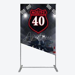 Aperturee - Aperturee Route 40 Biker Birthday Rectangle Backdrop Motorcycle Theme for 40th Birthday Man Cave Party Photo Booth Decor