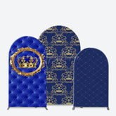 Aperturee - Aperturee Royal Blue Gold Crown Birthday Party Arch Backdrop