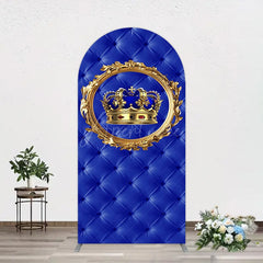 Aperturee - Aperturee Royal Blue Gold Crown Birthday Party Arch Backdrop