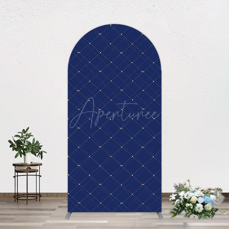 Aperturee - Aperturee Royal Blue Gold Crown Birthday Party Arch Backdrop