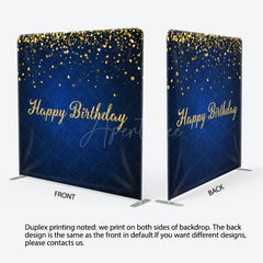 Aperturee - Aperturee Royal Blue Gold Glitter Fabric Backdrop Cover for Birthday