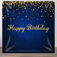 Aperturee - Aperturee Royal Blue Gold Glitter Fabric Backdrop Cover for Birthday