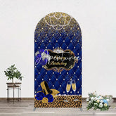 Aperturee - Aperturee Royal Blue Gold Glitter Rose Birthday Arch Backdrop
