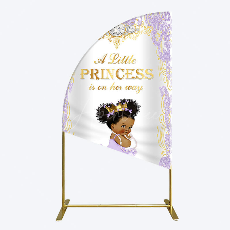 Aperturee - Aperturee Royal Glitter Little Princess Baby Shower Half Moon Arch Backdrop