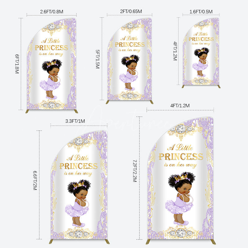 Aperturee - Aperturee Royal Glitter Little Princess Baby Shower Half Moon Arch Backdrop