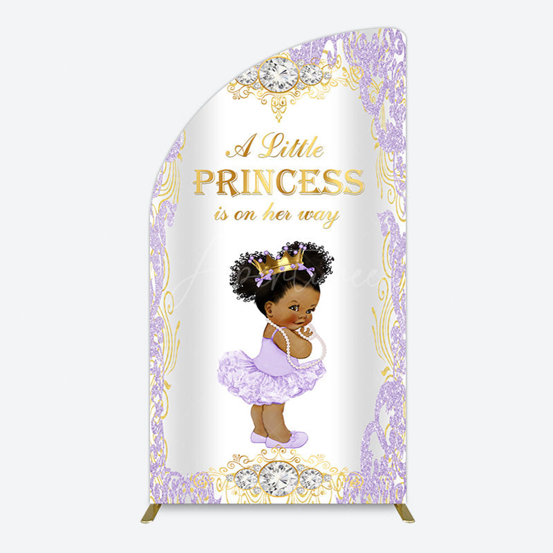 Aperturee - Aperturee Royal Glitter Little Princess Baby Shower Half Moon Arch Backdrop