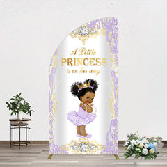 Aperturee - Aperturee Royal Glitter Little Princess Baby Shower Half Moon Arch Backdrop