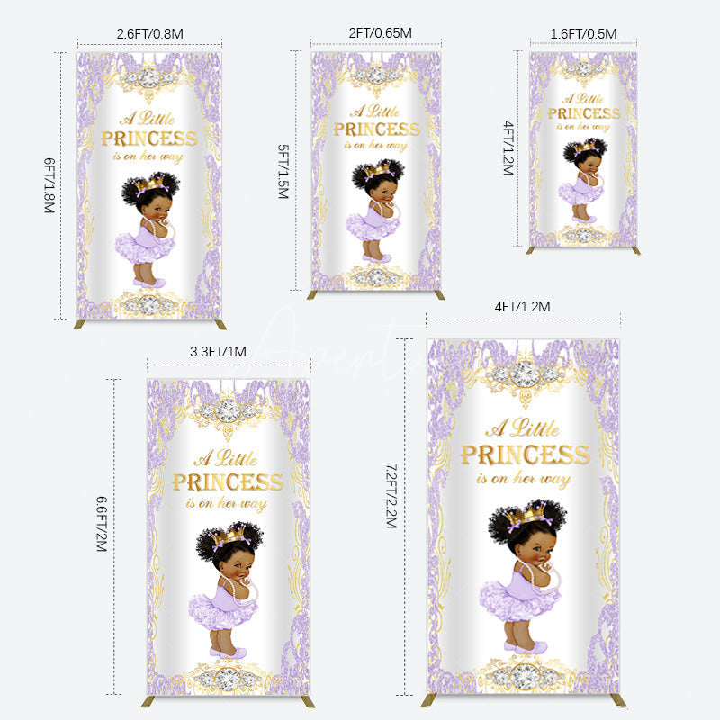Aperturee - Aperturee Royal Glitter Little Princess Baby Shower Rectangle Backdrop