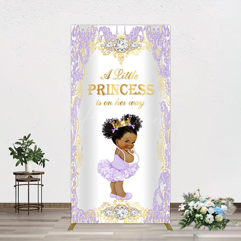 Aperturee - Aperturee Royal Glitter Little Princess Baby Shower Rectangle Backdrop