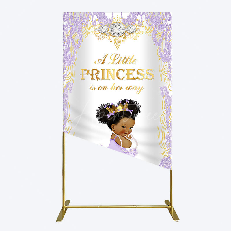 Aperturee - Aperturee Royal Glitter Little Princess Baby Shower Rectangle Backdrop