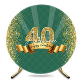 Aperturee - Aperturee Royal Green Gold Glitter Round 40th Birthday Backdrop