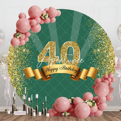 Aperturee - Aperturee Royal Green Gold Glitter Round 40th Birthday Backdrop