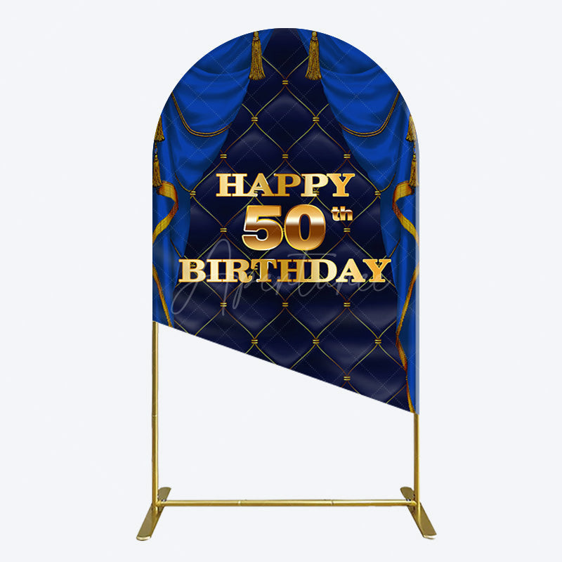 Aperturee - Aperturee Royal Navy Curtain Happy 50th Birthday Arch Backdrop
