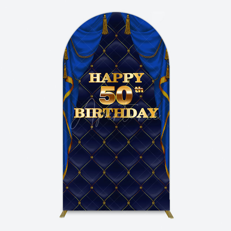 Aperturee - Aperturee Royal Navy Curtain Happy 50th Birthday Arch Backdrop