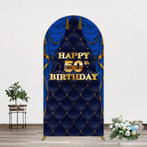 Aperturee - Aperturee Royal Navy Curtain Happy 50th Birthday Arch Backdrop