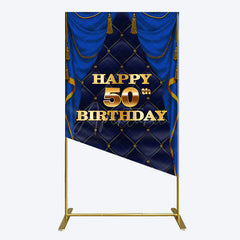 Aperturee - Aperturee Royal Navy Curtain Happy 50th Birthday Rectangle Backdrop