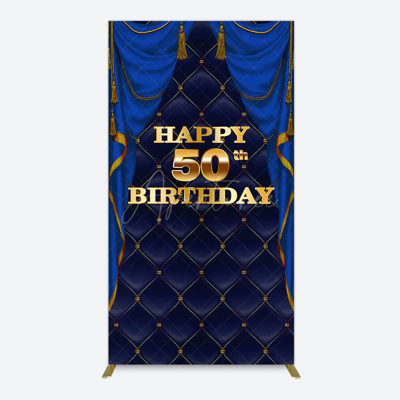 Aperturee - Aperturee Royal Navy Curtain Happy 50th Birthday Rectangle Backdrop