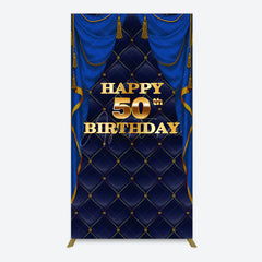Aperturee - Aperturee Royal Navy Curtain Happy 50th Birthday Rectangle Backdrop