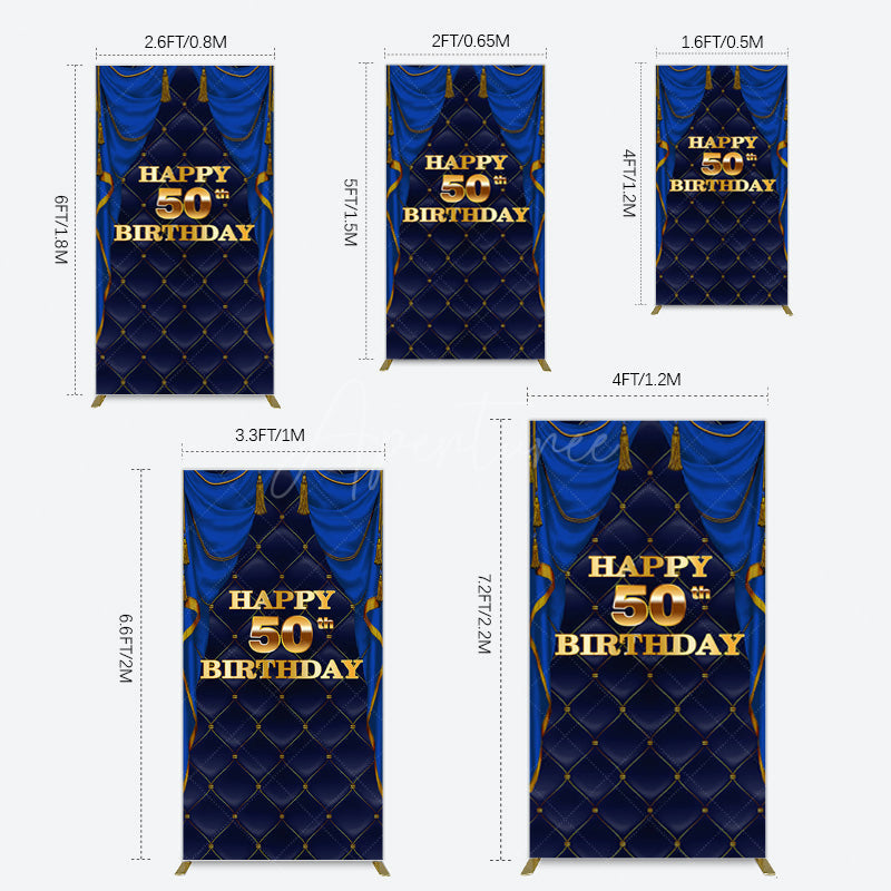 Aperturee - Aperturee Royal Navy Curtain Happy 50th Birthday Rectangle Backdrop