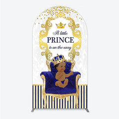 Aperturee - Aperturee Royal Prince Baby Shower Arch Backdrop African American Boy Blue Gold