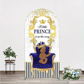 Aperturee - Aperturee Royal Prince Baby Shower Arch Backdrop African American Boy Blue Gold