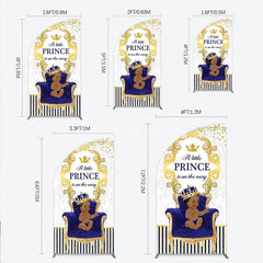 Aperturee - Aperturee Royal Prince Baby Shower Half Moon Arch Backdrop African American Boy Blue Gold