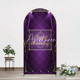 Aperturee - Aperturee Royal Purple Curtain Happy Birthday Arch Backdrop