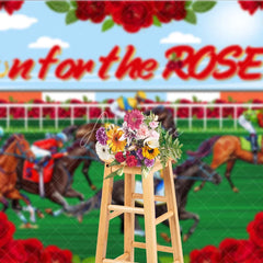 Aperturee - Aperturee Run for the Roses Horse Racing Backdrop Kentucky Derby Action and Floral Rose Frame Background